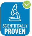 scientifically proven icon with microscope and green checkmark